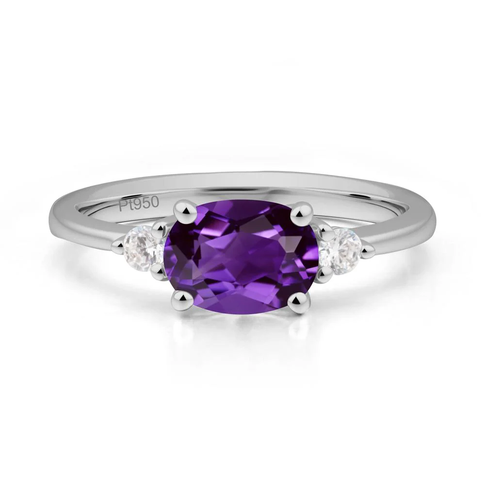 Oval East West Amethyst Trilogy Ring - Image 8