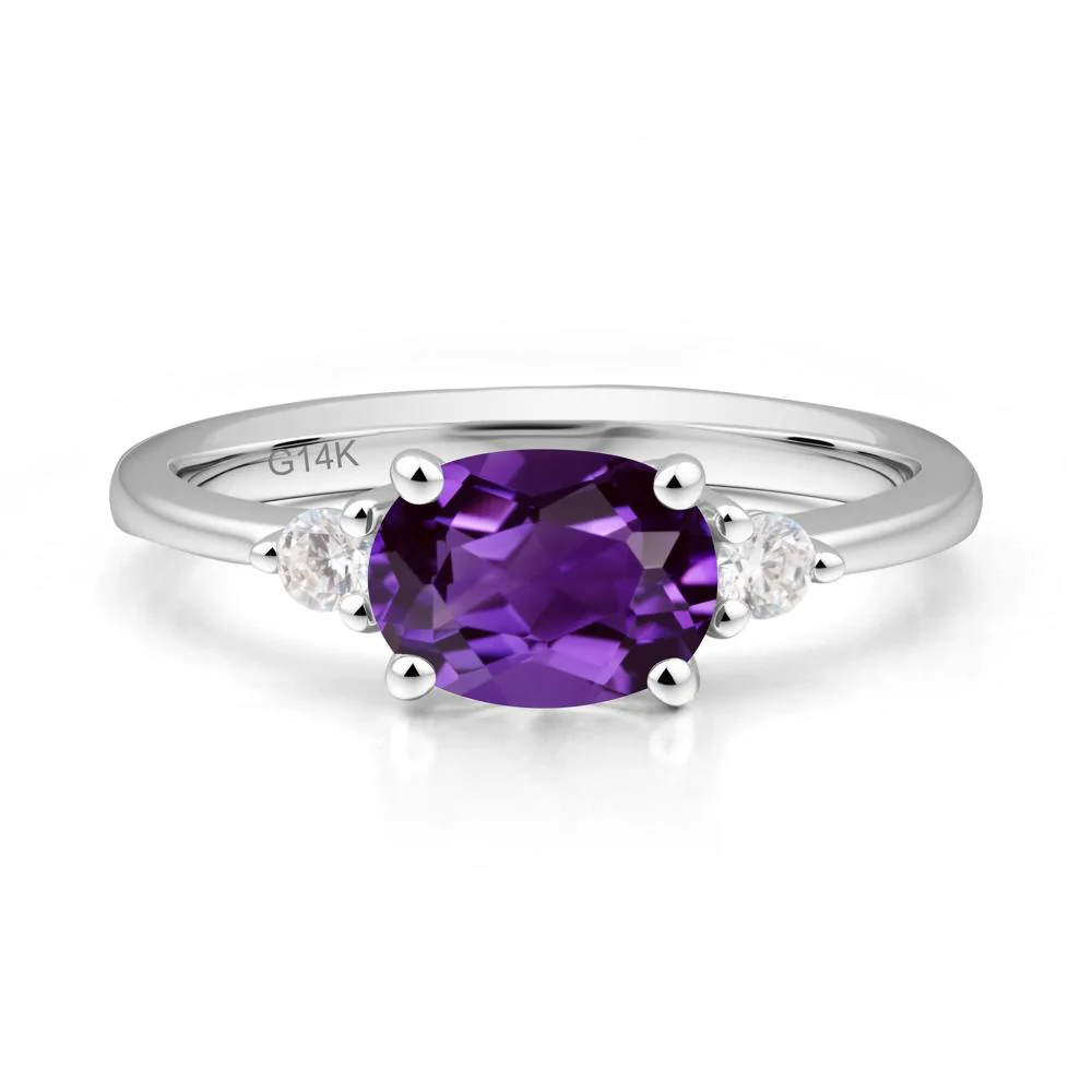 Oval East West Amethyst Trilogy Ring - Image 9
