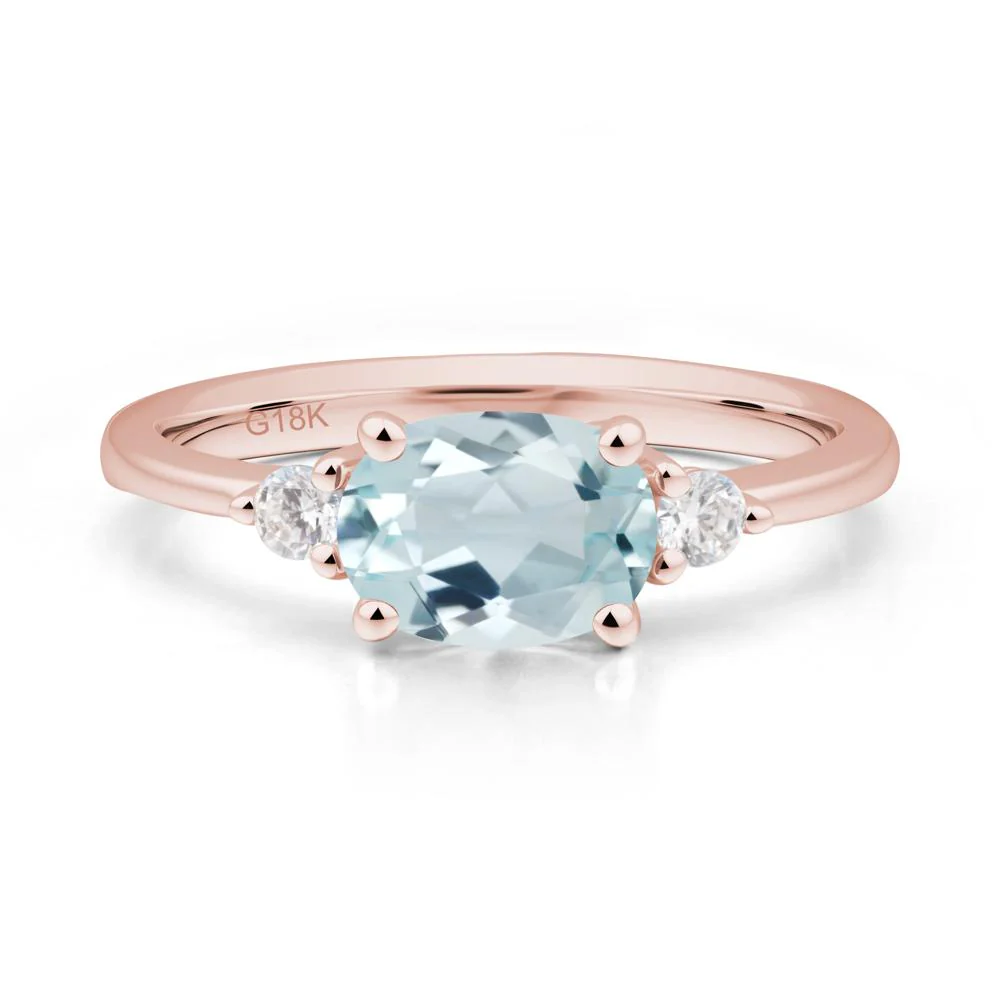 Oval East West Aquamarine Trilogy Ring - Image 5