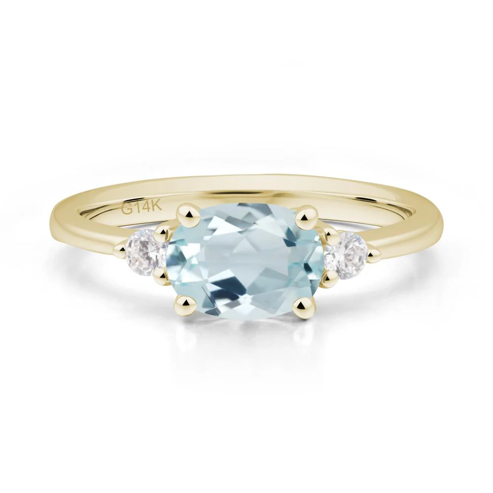 Oval East West Aquamarine Trilogy Ring - Image 6