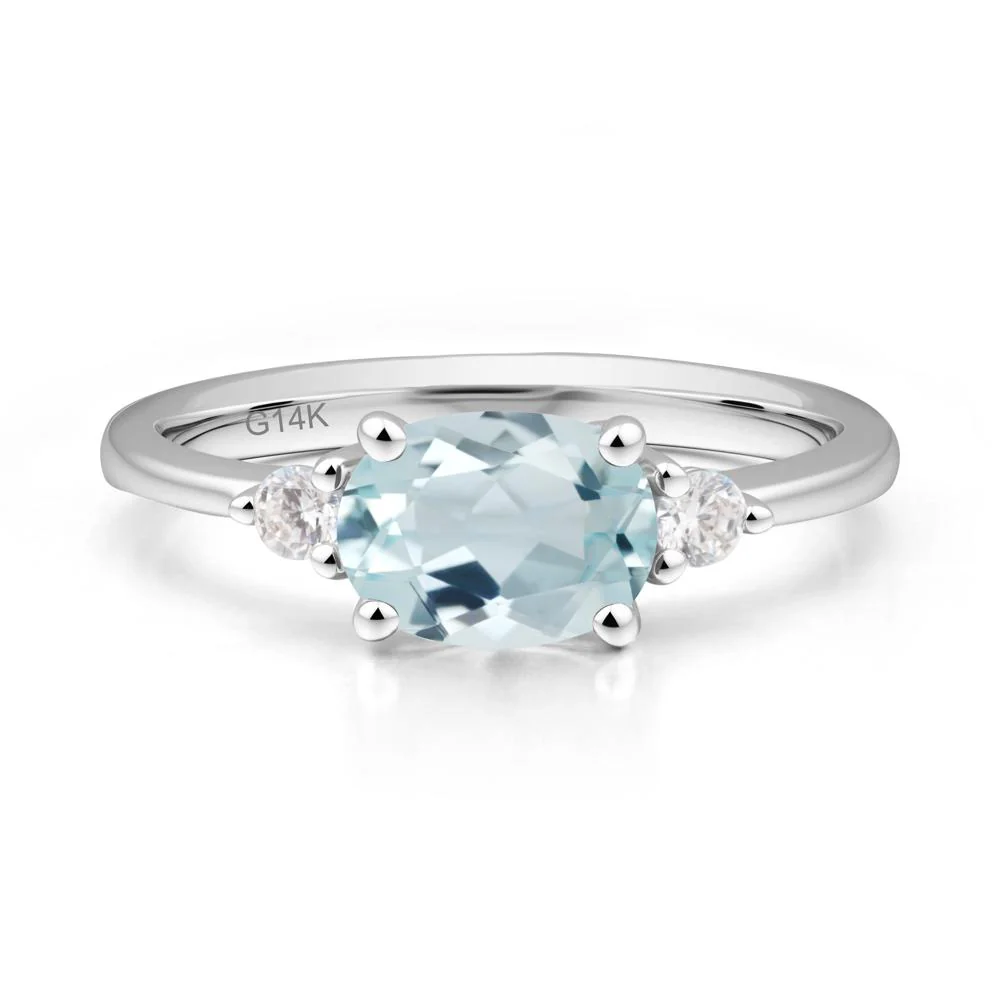 Oval East West Aquamarine Trilogy Ring - Image 8