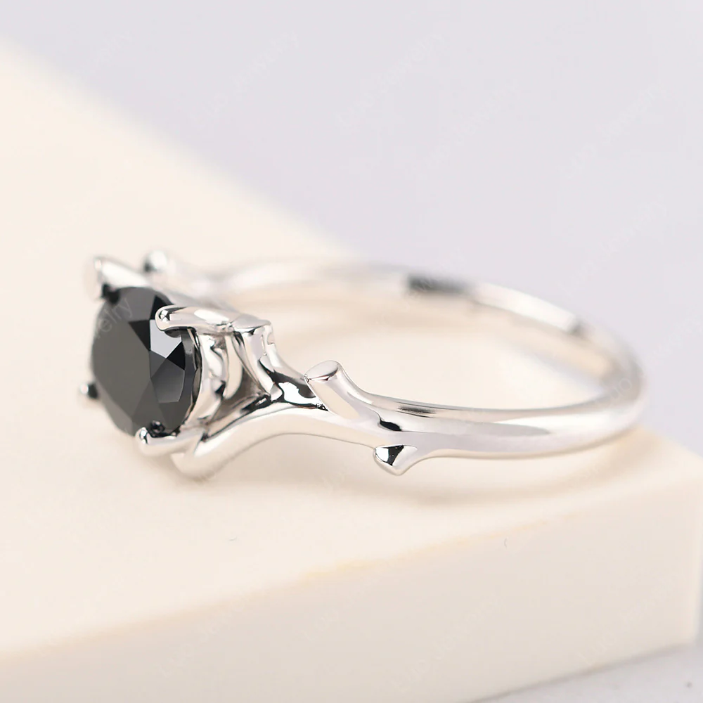 Oval Black Spinel Horizontal Twig Ring - Image 3