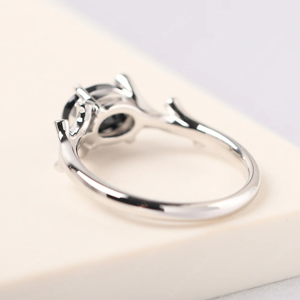 Oval Black Spinel Horizontal Twig Ring - Image 4