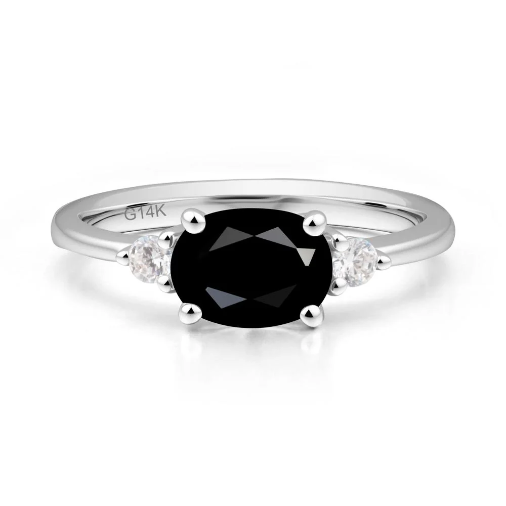 Oval East West Black Spinel Trilogy Ring - Image 3