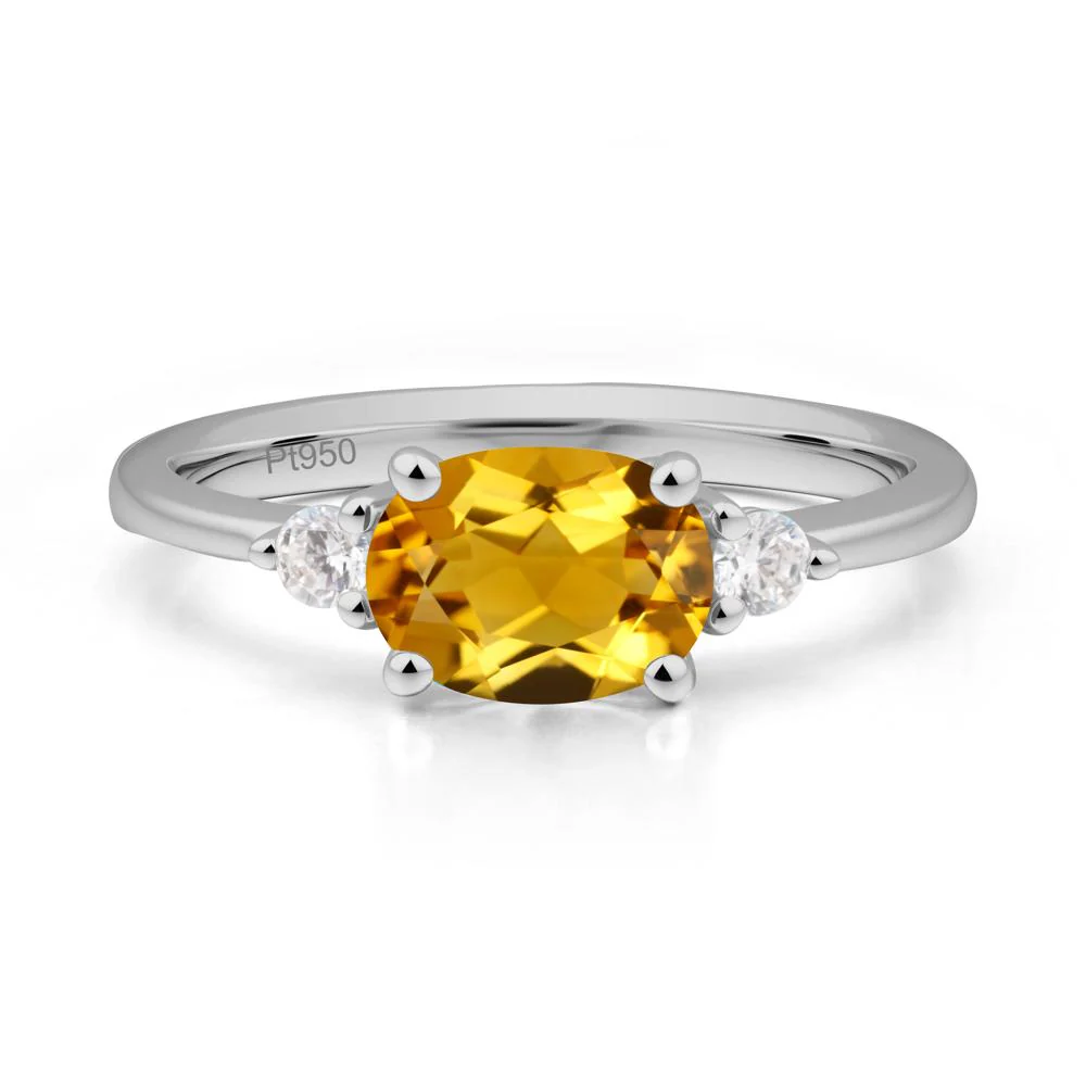 Oval East West Citrine Trilogy Ring