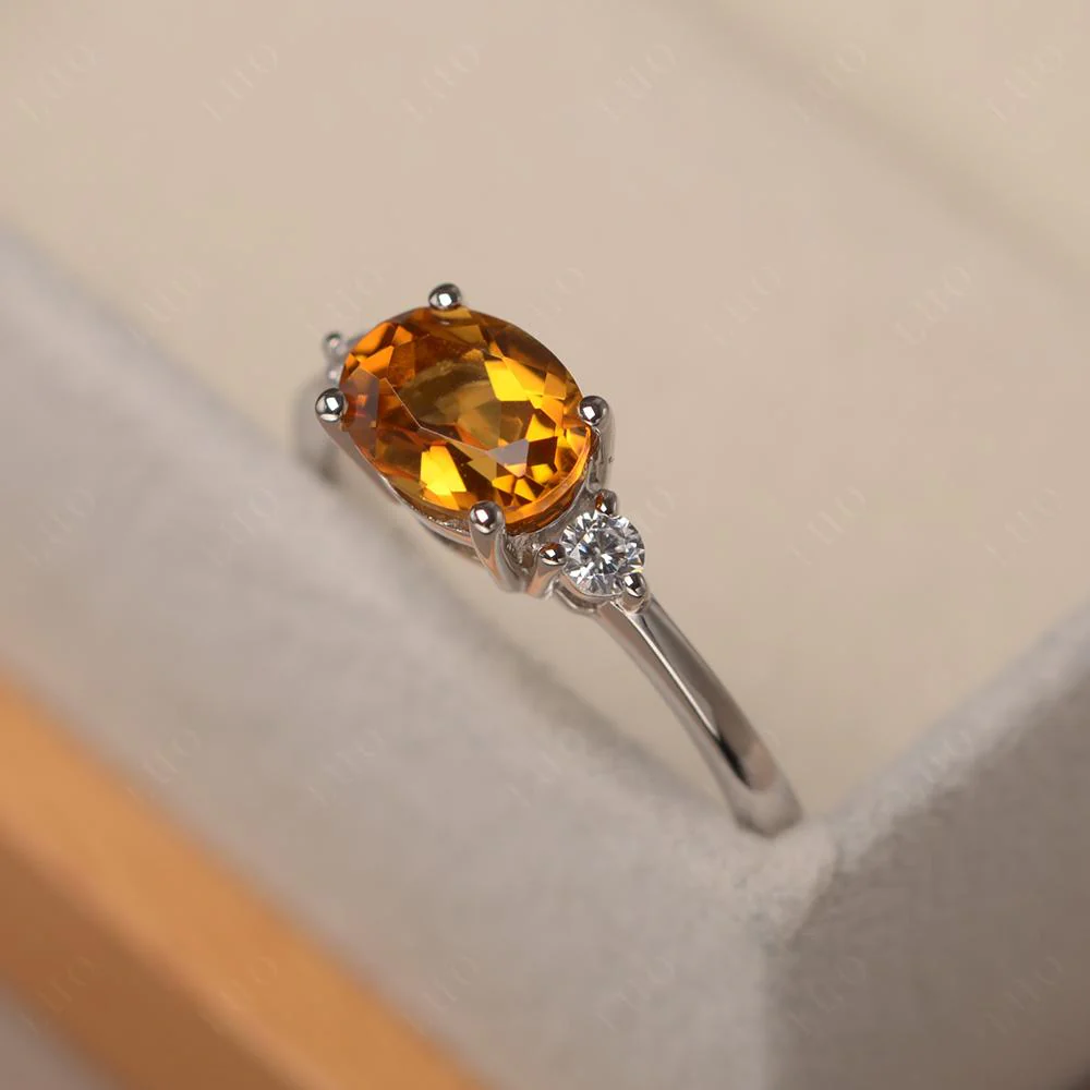 Oval East West Citrine Trilogy Ring - Image 11