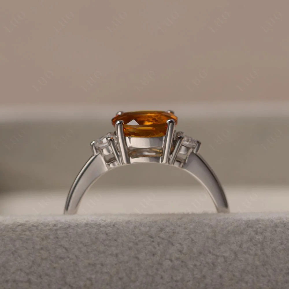 Oval East West Citrine Trilogy Ring - Image 13
