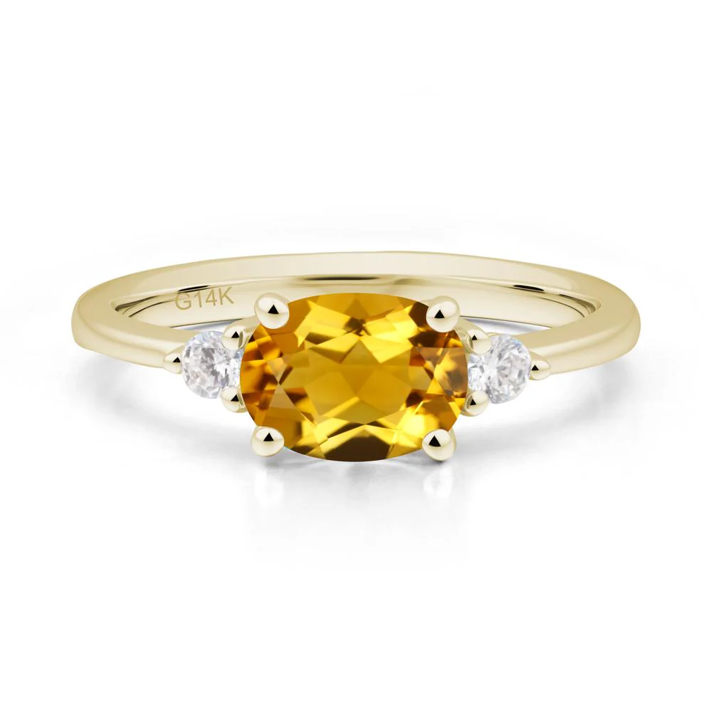 Oval East West Citrine Trilogy Ring - Image 3
