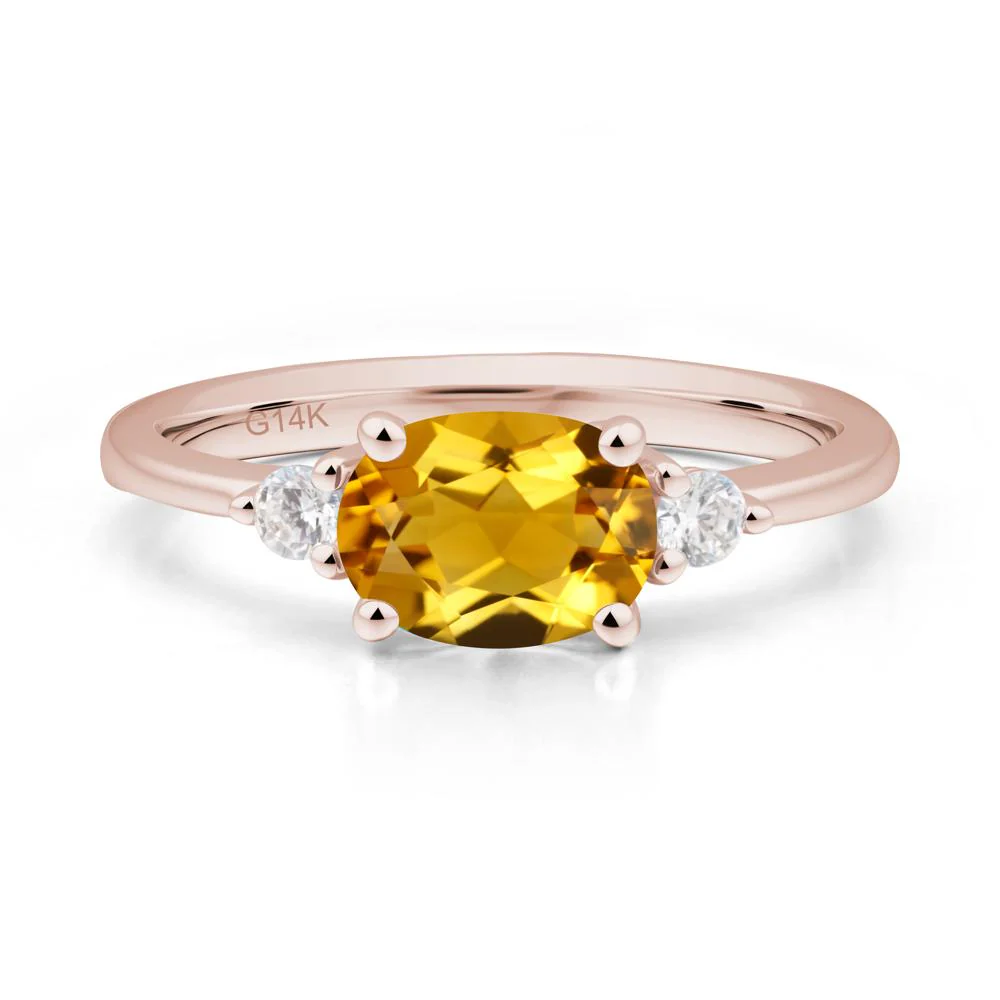 Oval East West Citrine Trilogy Ring - Image 6