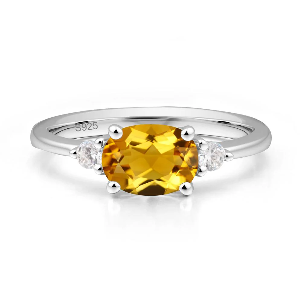 Oval East West Citrine Trilogy Ring - Image 9