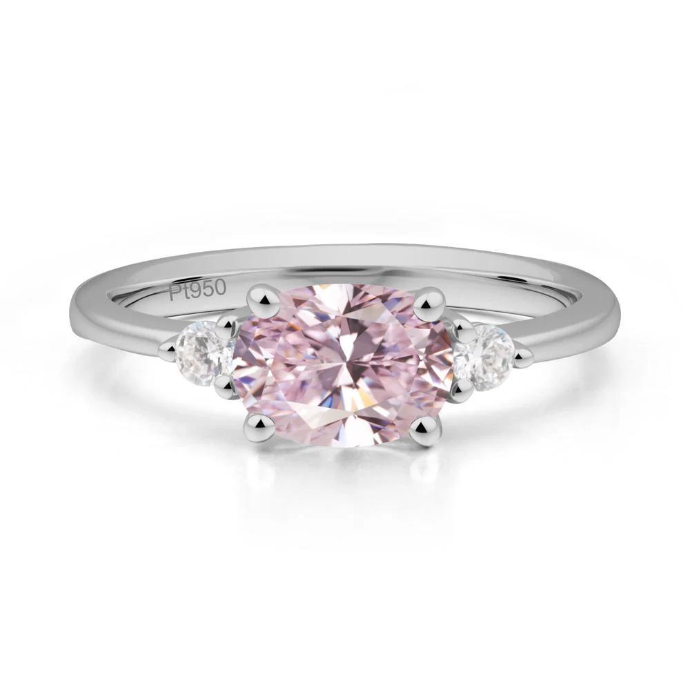 Oval East West Pink Cubic Zirconia Trilogy Ring - Image 2