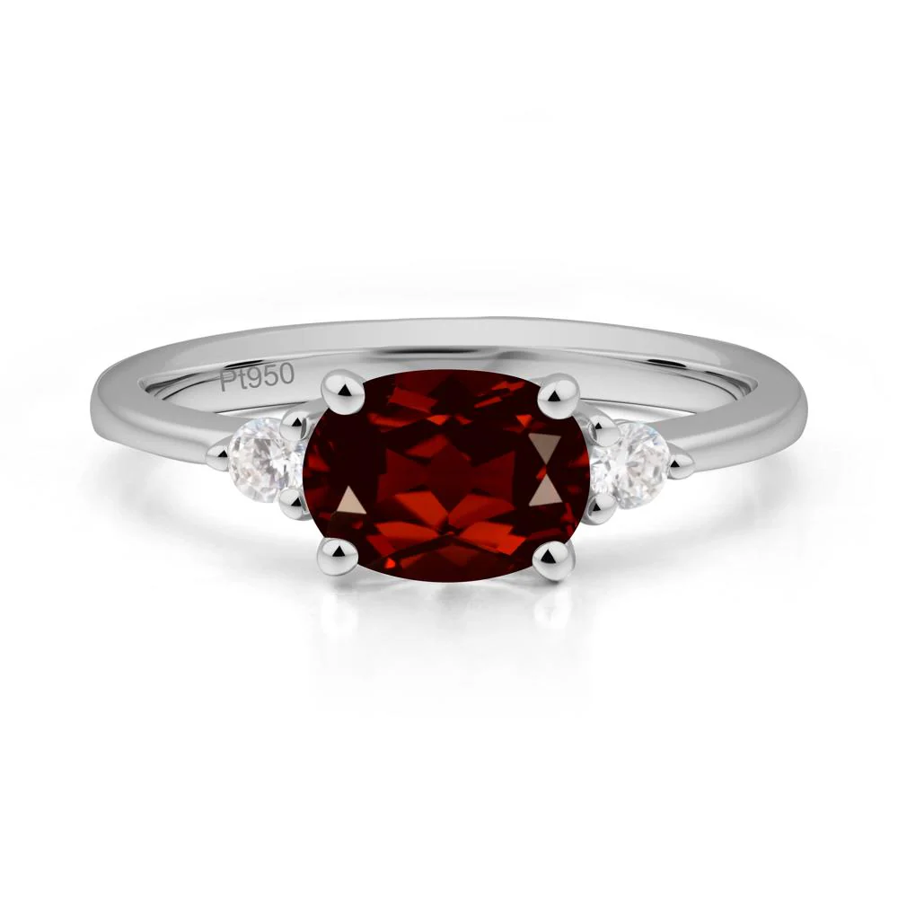 Oval East West Garnet Trilogy Ring