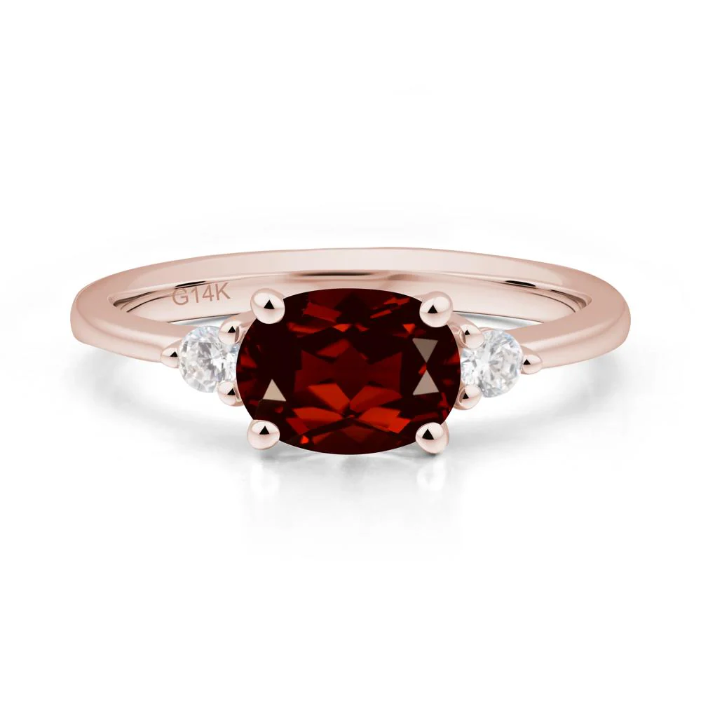 Oval East West Garnet Trilogy Ring - Image 2