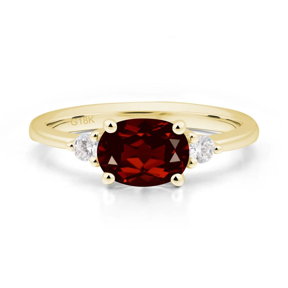 Oval East West Garnet Trilogy Ring - Image 6