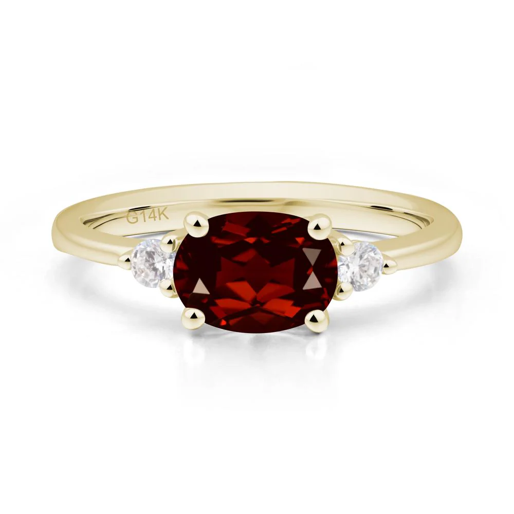 Oval East West Garnet Trilogy Ring - Image 7