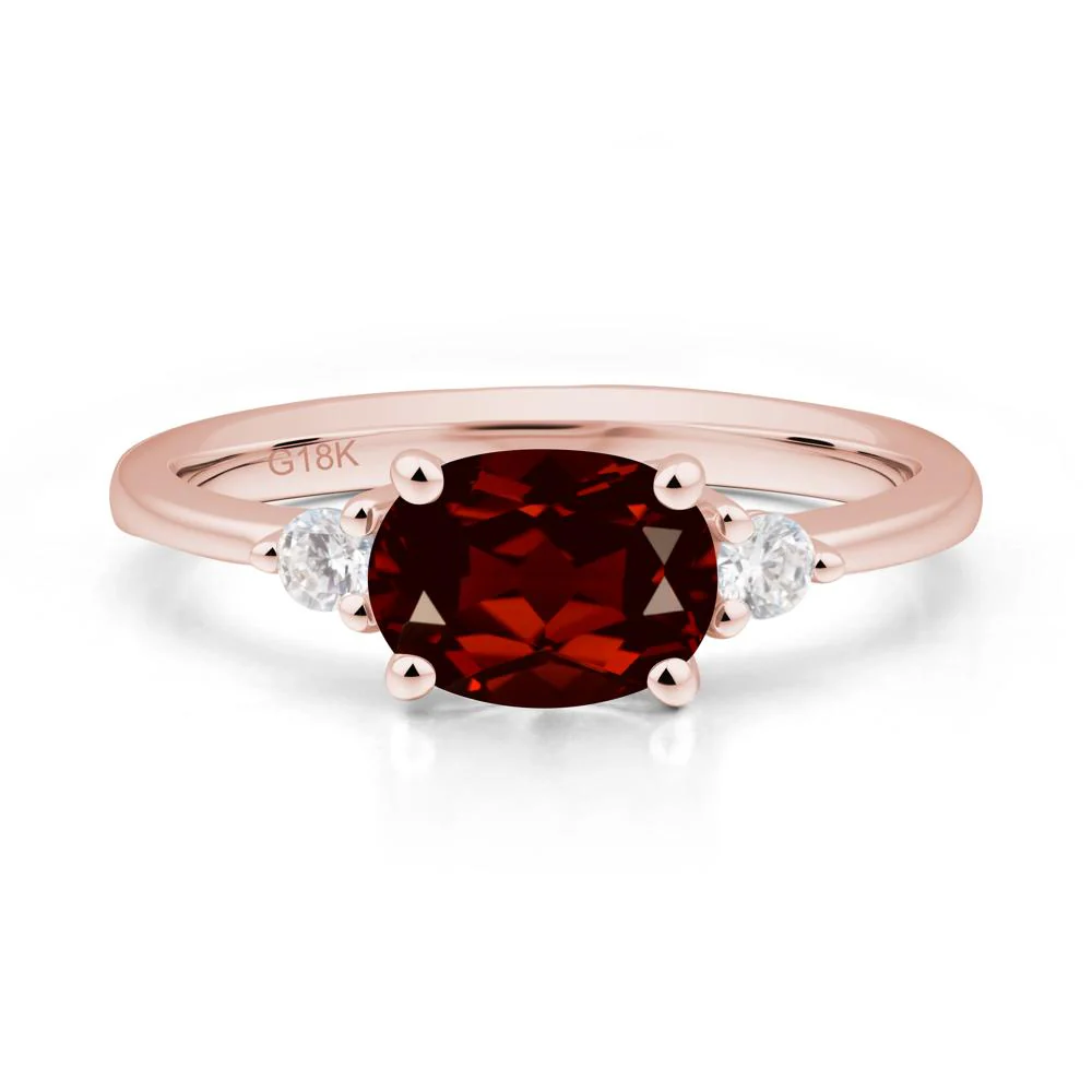 Oval East West Garnet Trilogy Ring - Image 8