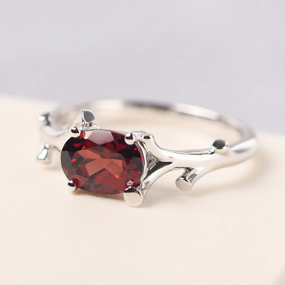 Oval Garnet Horizontal Twig Ring - Image 2