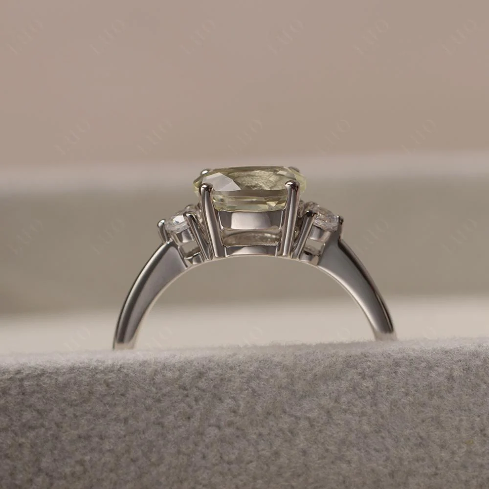 Oval East West Green Amethyst Trilogy Ring - Image 14