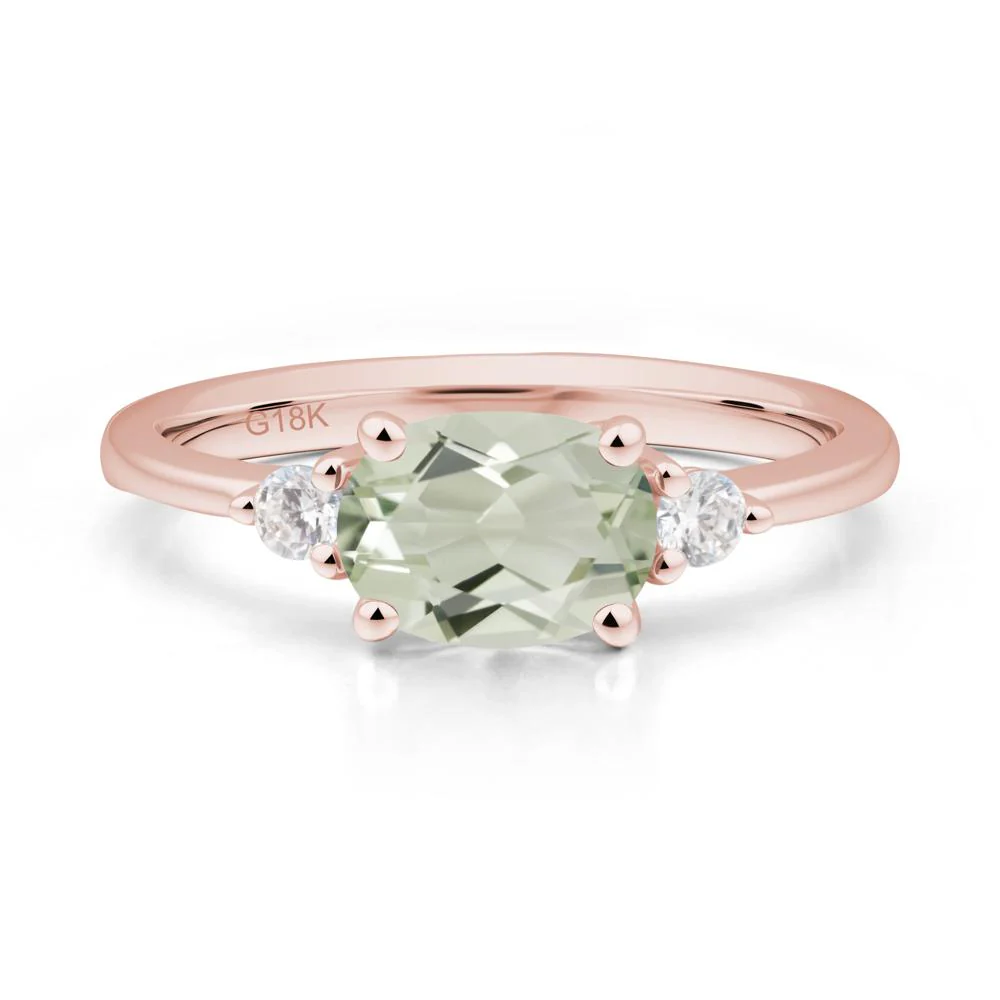 Oval East West Green Amethyst Trilogy Ring - Image 9