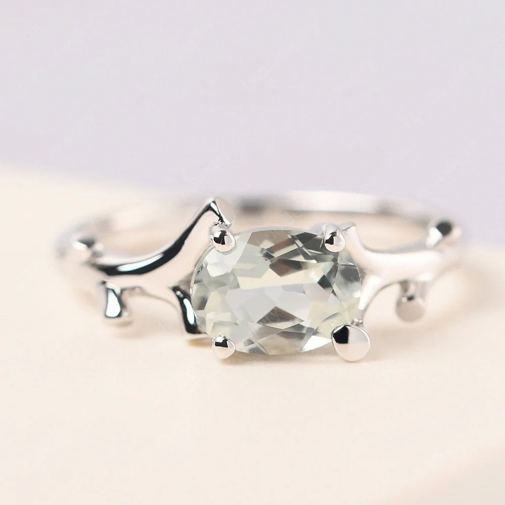 Green Amethyst Branch Engagement Ring