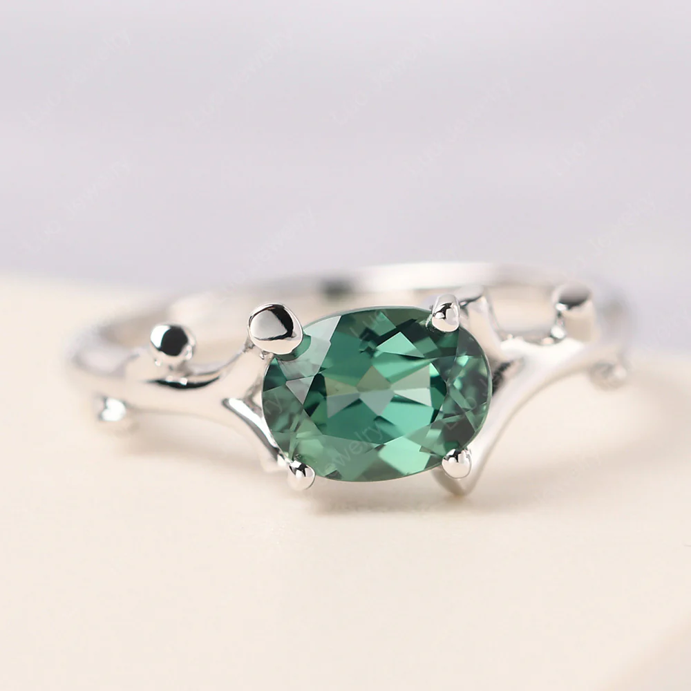 Green Sapphire Tree Branch Ring