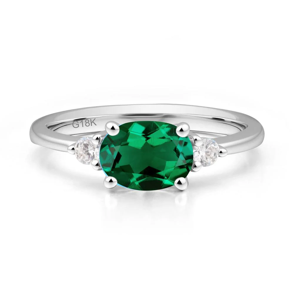 Oval East West Emerald Trilogy Ring - Image 6