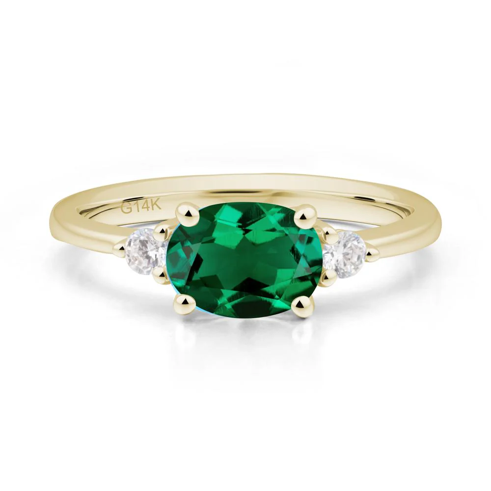 Oval East West Emerald Trilogy Ring - Image 9