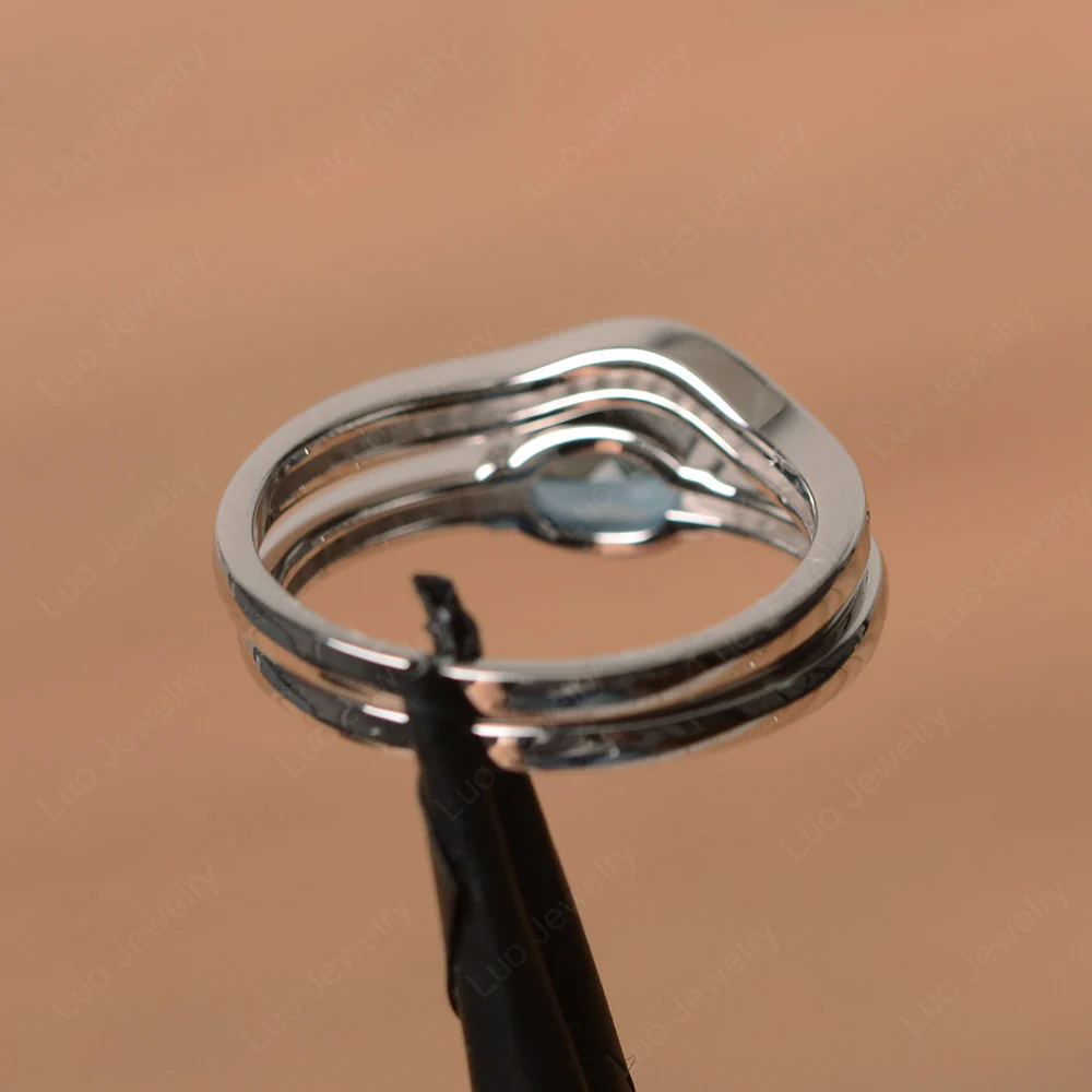 Oval London Blue Topaz Wedding Set Ring - Image 3