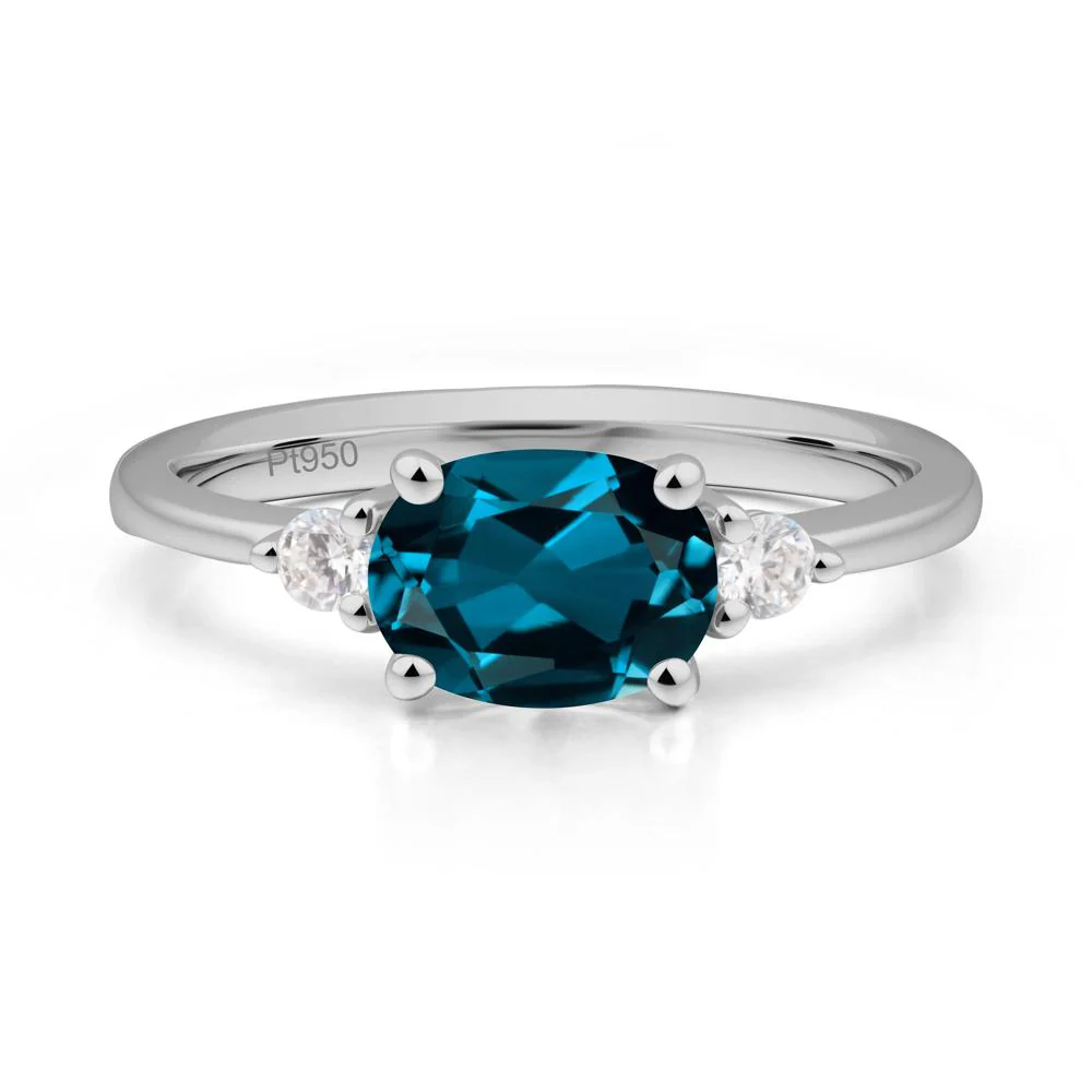 Oval East West London Blue Topaz Trilogy Ring - Image 4