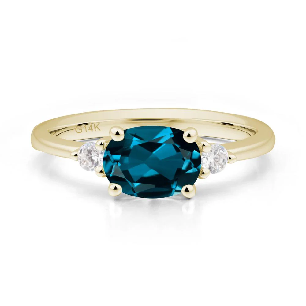 Oval East West London Blue Topaz Trilogy Ring - Image 6
