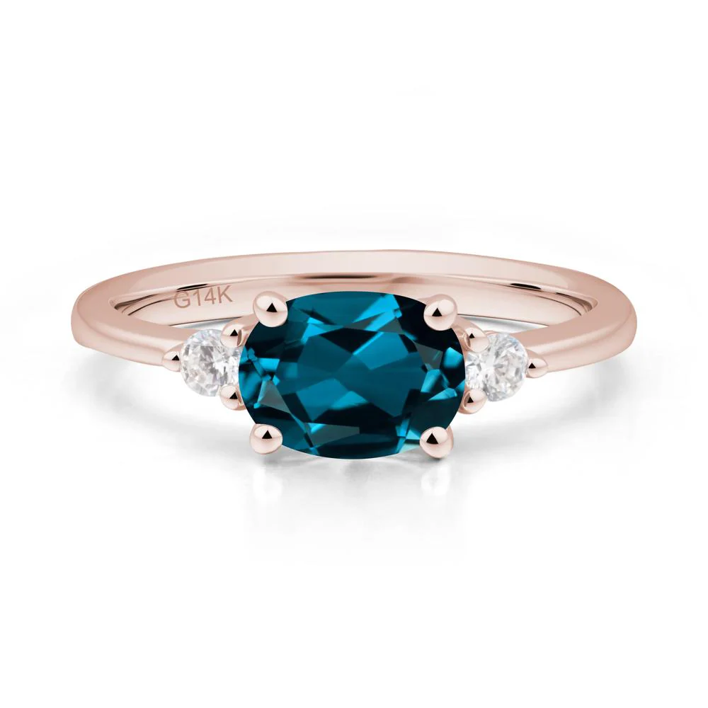 Oval East West London Blue Topaz Trilogy Ring - Image 7