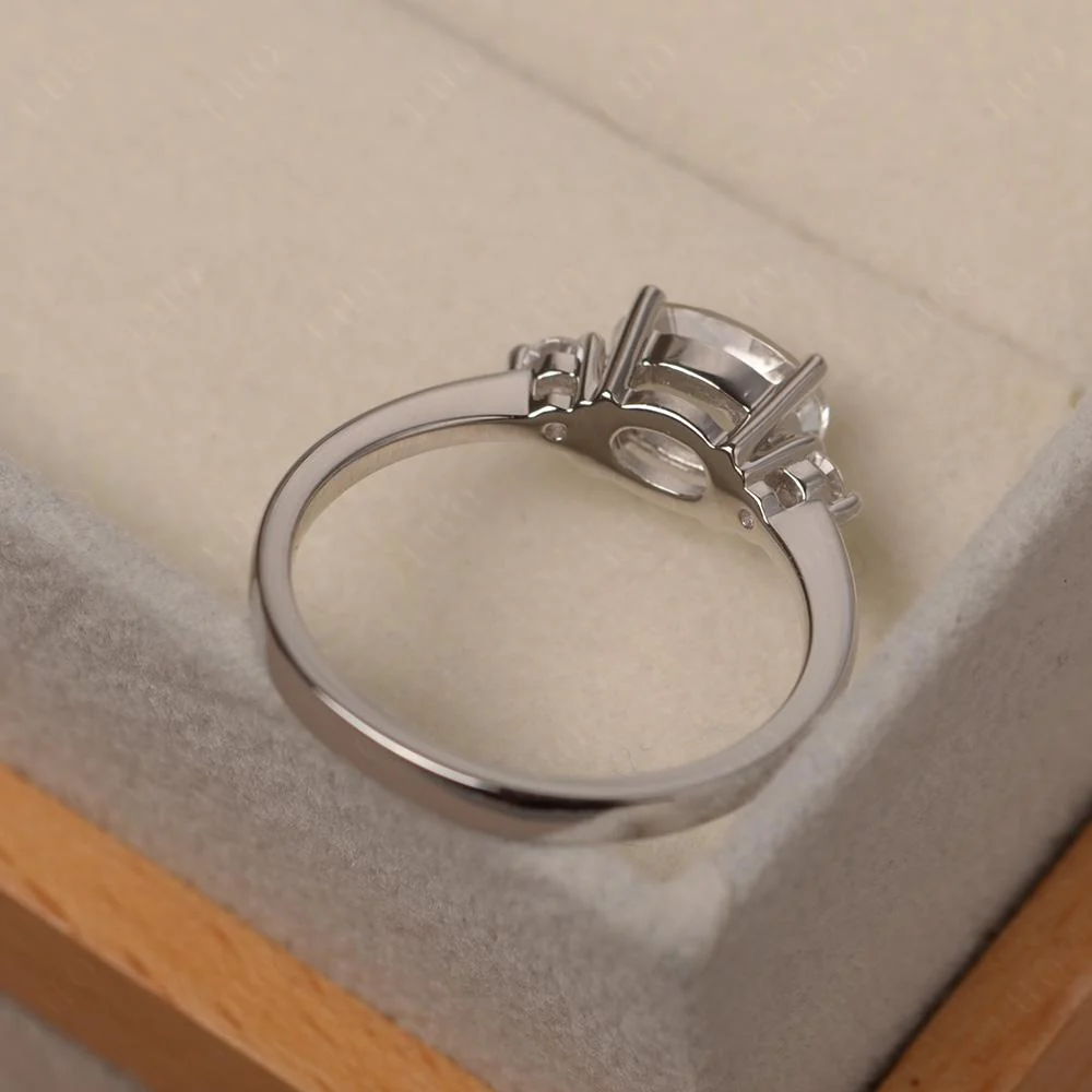 Oval East West Moissanite Trilogy Ring - Image 13