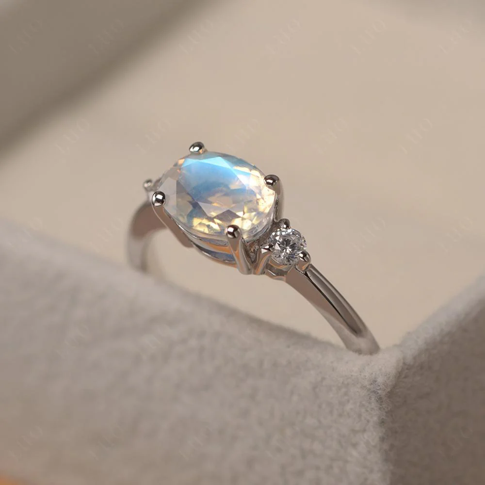 Oval East West Moonstone Trilogy Ring - Image 10