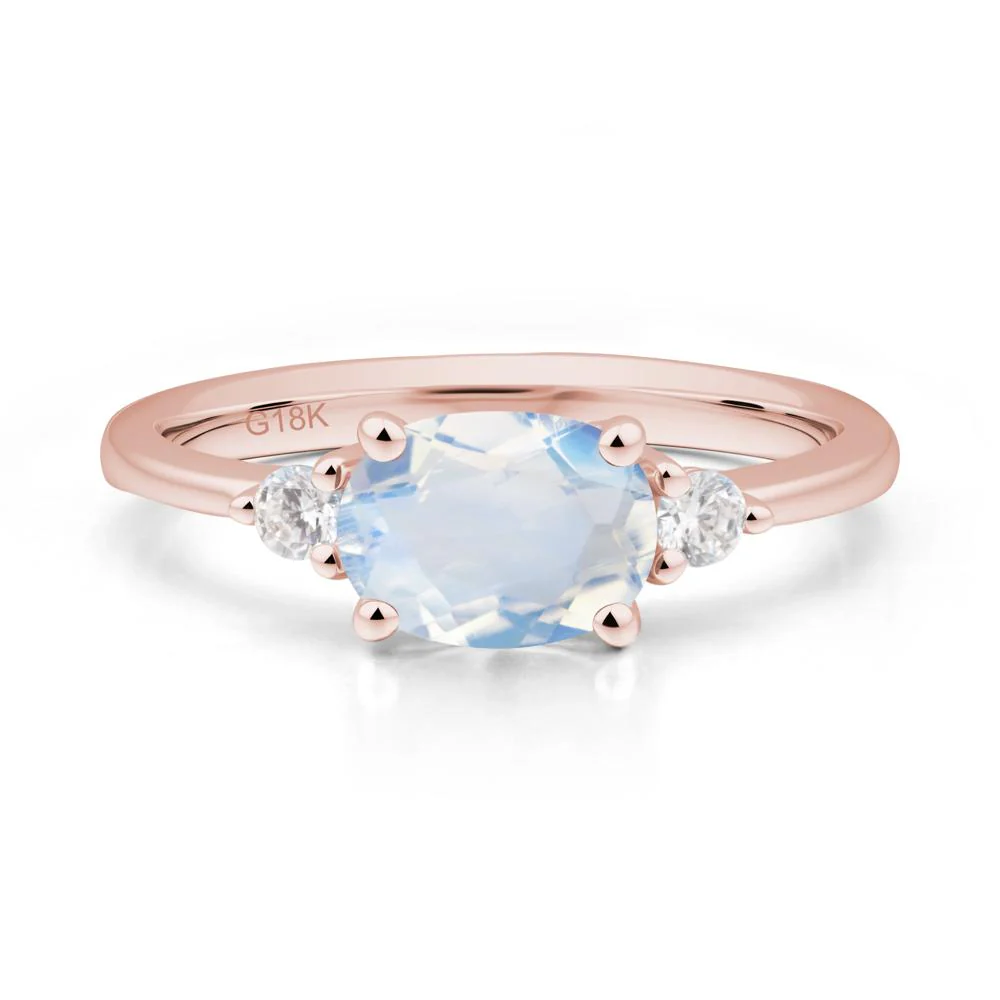 Oval East West Moonstone Trilogy Ring - Image 9
