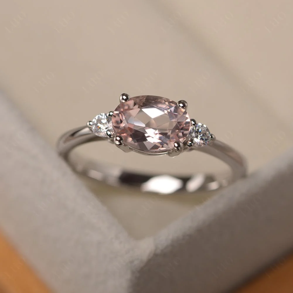 Oval East West Morganite Trilogy Ring - Image 10