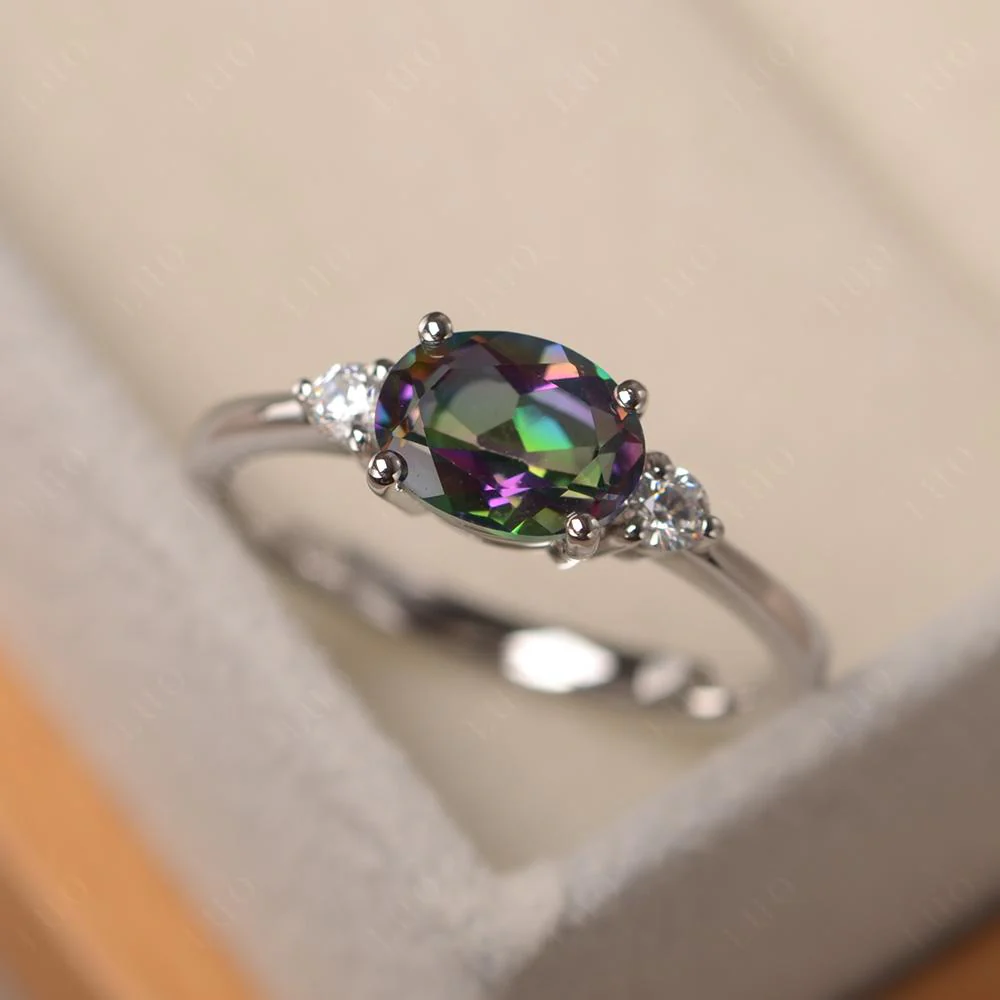 Oval East West Mystic Topaz Trilogy Ring - Image 10