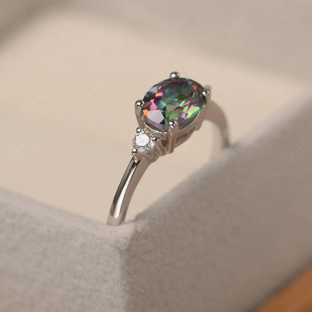 Oval East West Mystic Topaz Trilogy Ring - Image 11