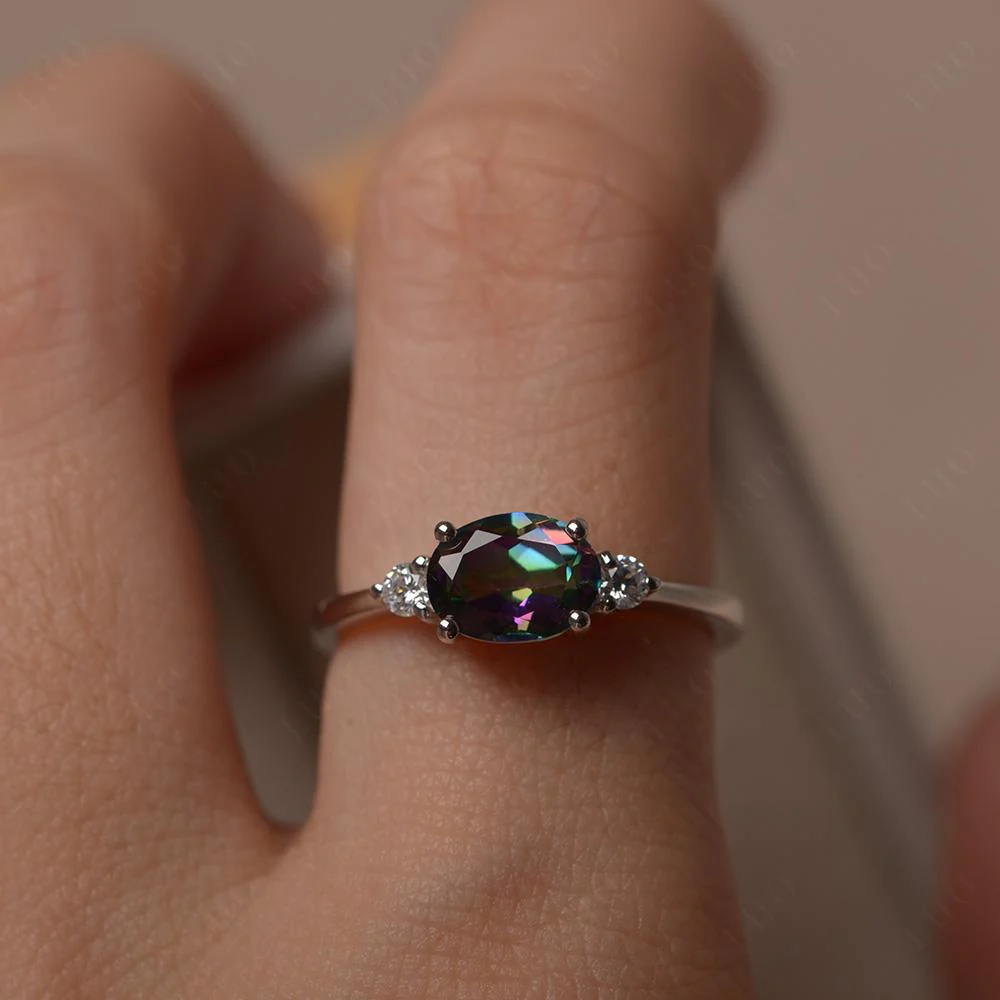Oval East West Mystic Topaz Trilogy Ring - Image 14