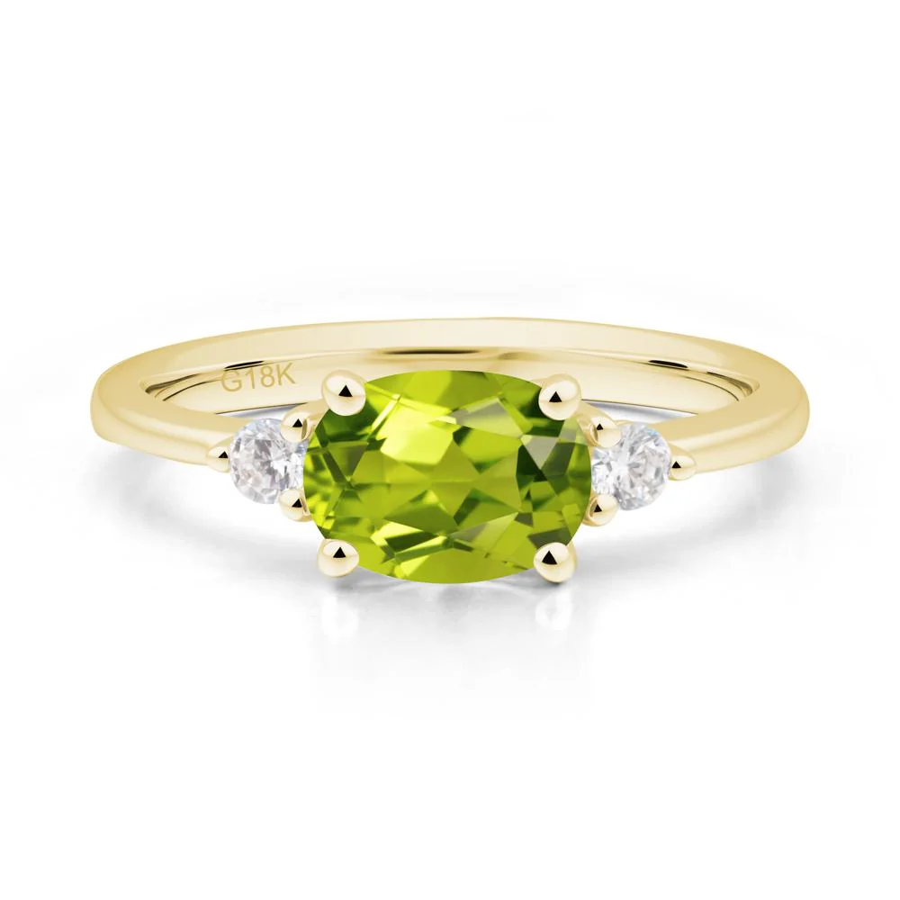 Oval East West Peridot Trilogy Ring - Image 3