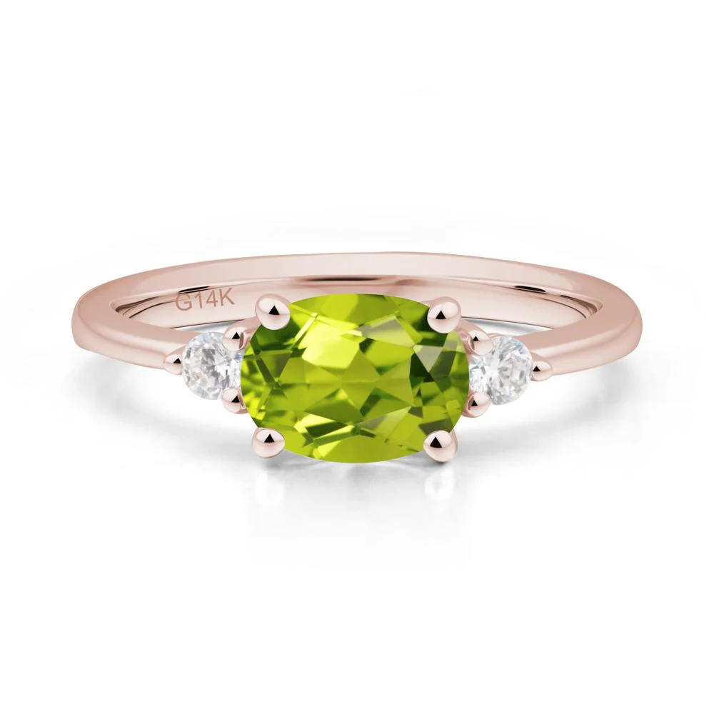 Oval East West Peridot Trilogy Ring - Image 4