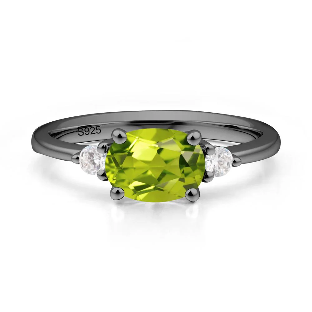 Oval East West Peridot Trilogy Ring - Image 7