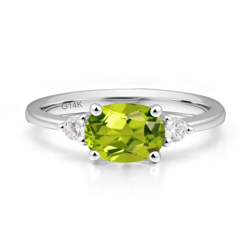 Oval East West Peridot Trilogy Ring - Image 9