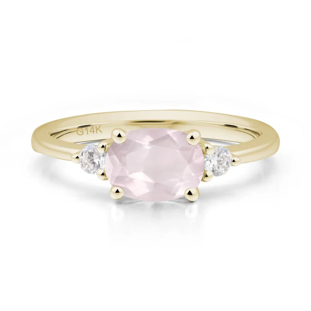 Oval East West Rose Quartz Trilogy Ring
