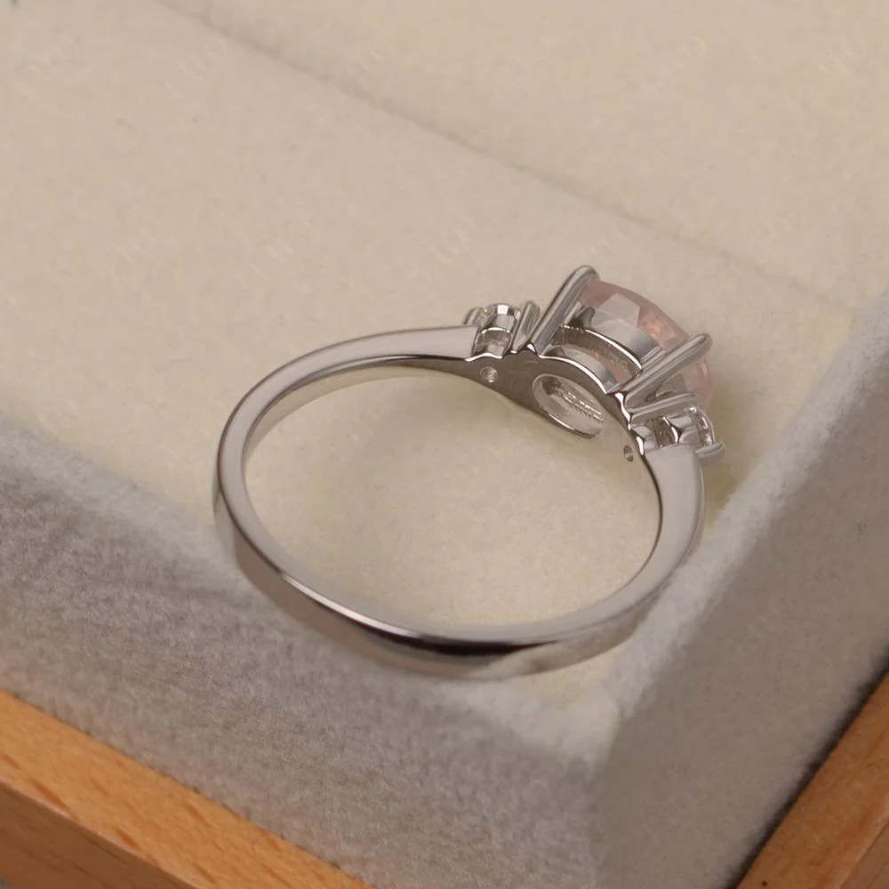 Oval East West Rose Quartz Trilogy Ring - Image 12