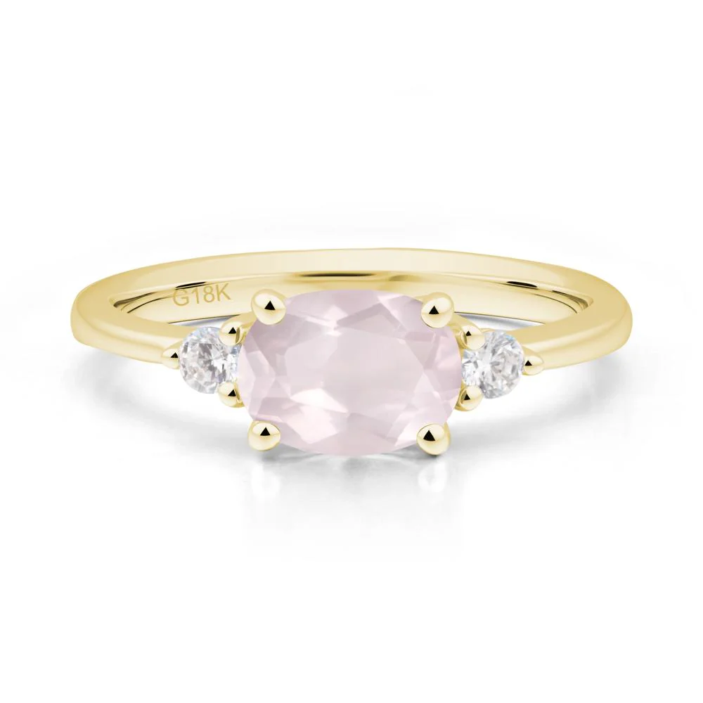 Oval East West Rose Quartz Trilogy Ring - Image 6