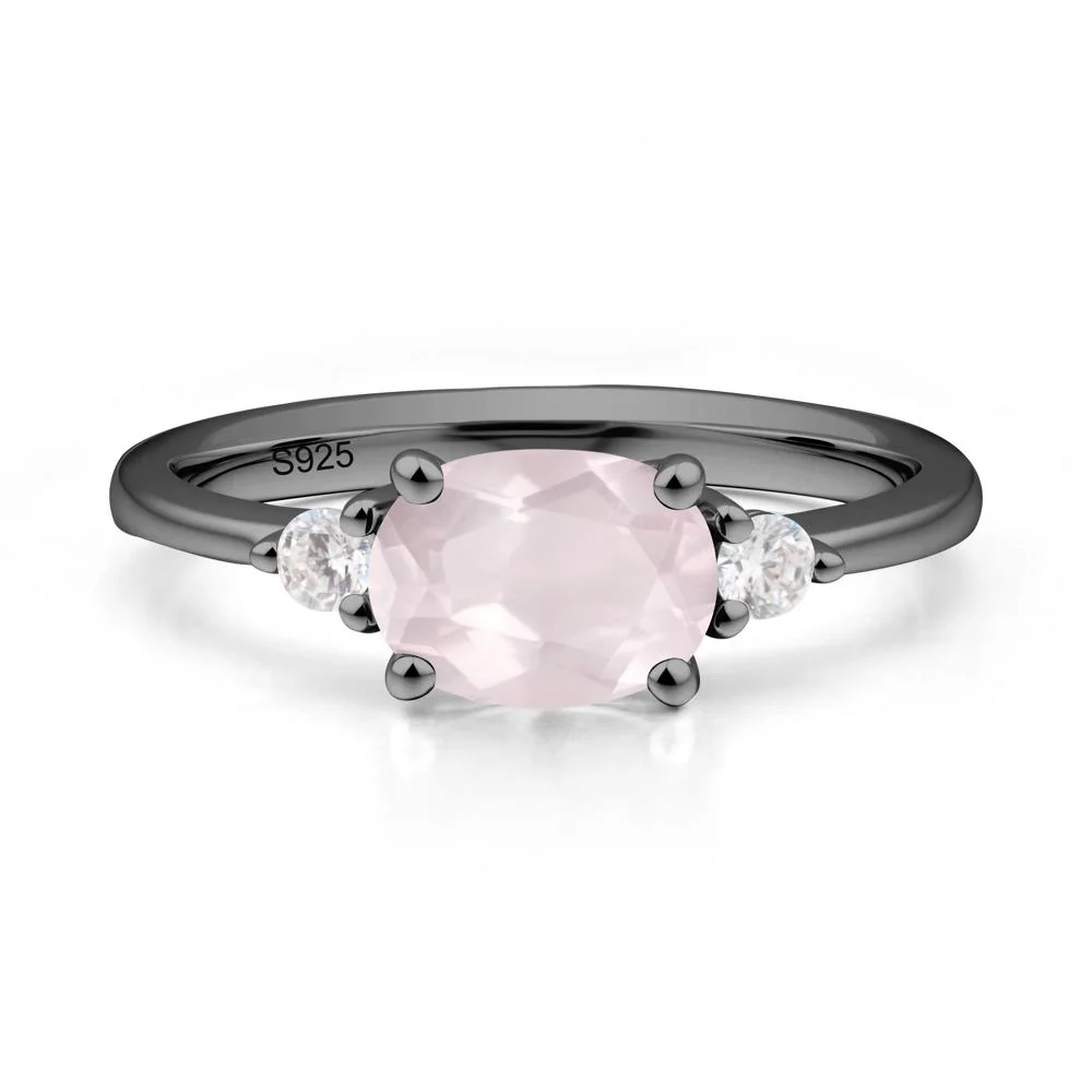 Oval East West Rose Quartz Trilogy Ring - Image 9