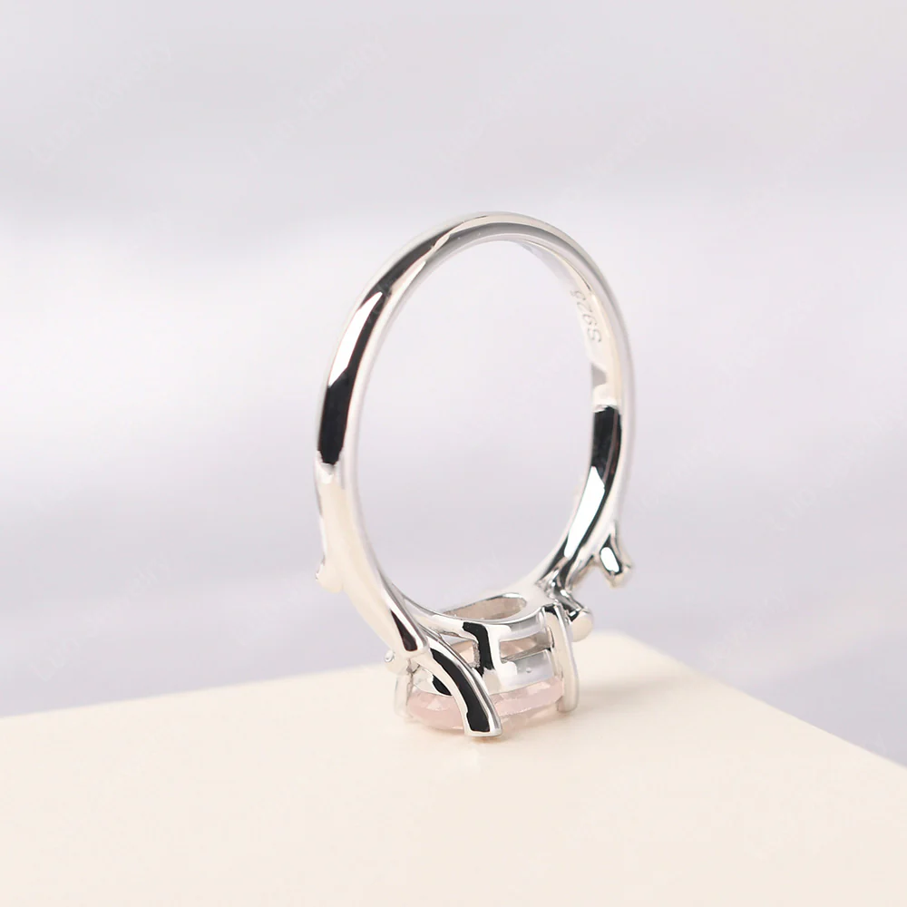 Oval Rose Quartz Horizontal Twig Ring - Image 4
