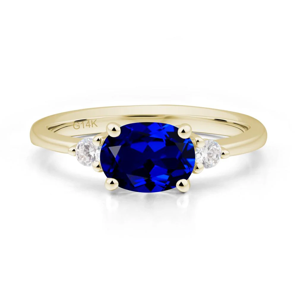 Oval East West Sapphire Trilogy Ring