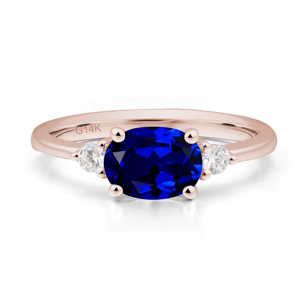 Oval East West Sapphire Trilogy Ring - Image 8