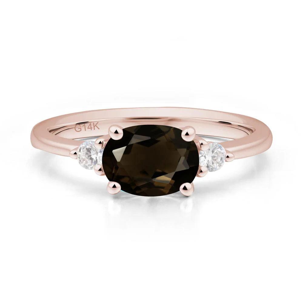 Oval East West Smoky Quartz Trilogy Ring - Image 7